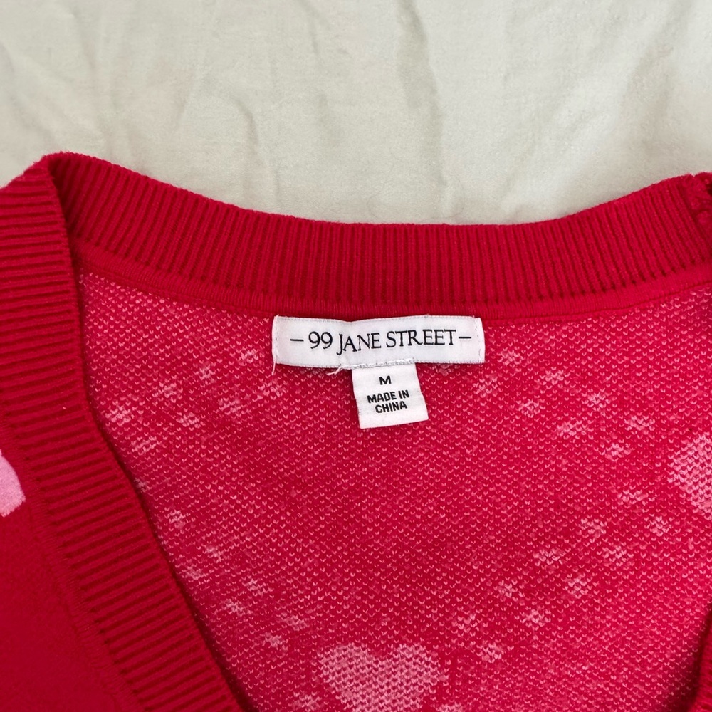 Red Heart Pattern Cardigan - Picture 2 of 2